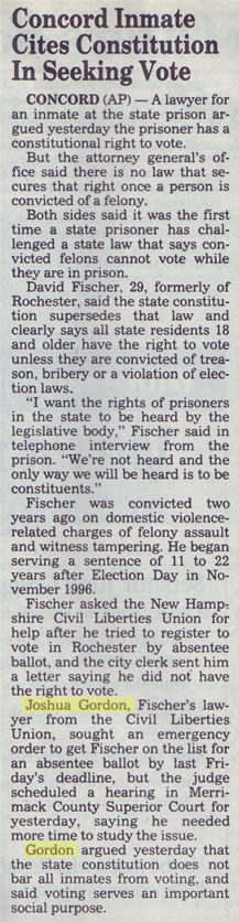 Concord Inmate Cites Constituion In Seeking Vote